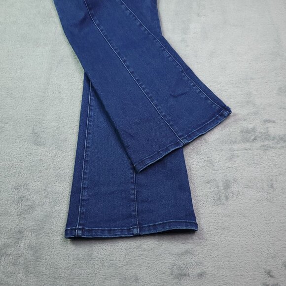 Juniors Flare Pull On Jeans M (7-9) Dark Wash Mid Rise Stretch No Boundaries - Picture 5 of 7